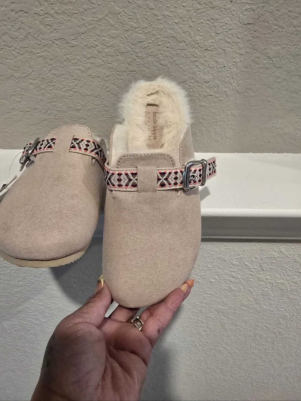 Kids Suede Slip-On Clogs in Light Pink with Decorative Strap